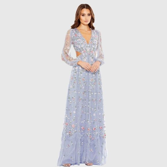 MAC DUGGAL  Long Sleeve Embellished Cut Out A-Line Gown - Picture 2 of 13